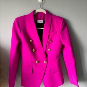 Vibrant Fuchsia Double-Breasted Blazer